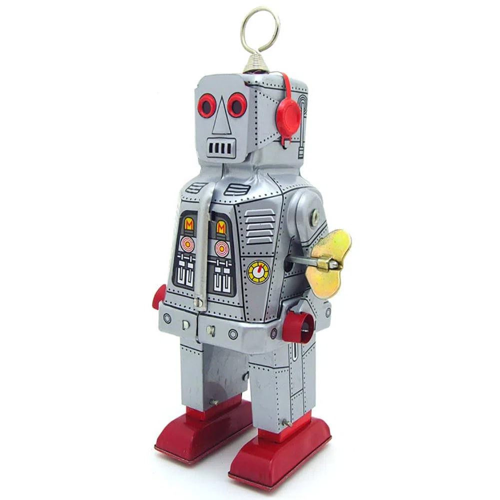 Vento Fino Giocattolo MS403 Fiery Robot Latta Giocattolo retrò Adulto Giocattolo da Collezione Vintage da Collezione Bambini Regalo (Argento)