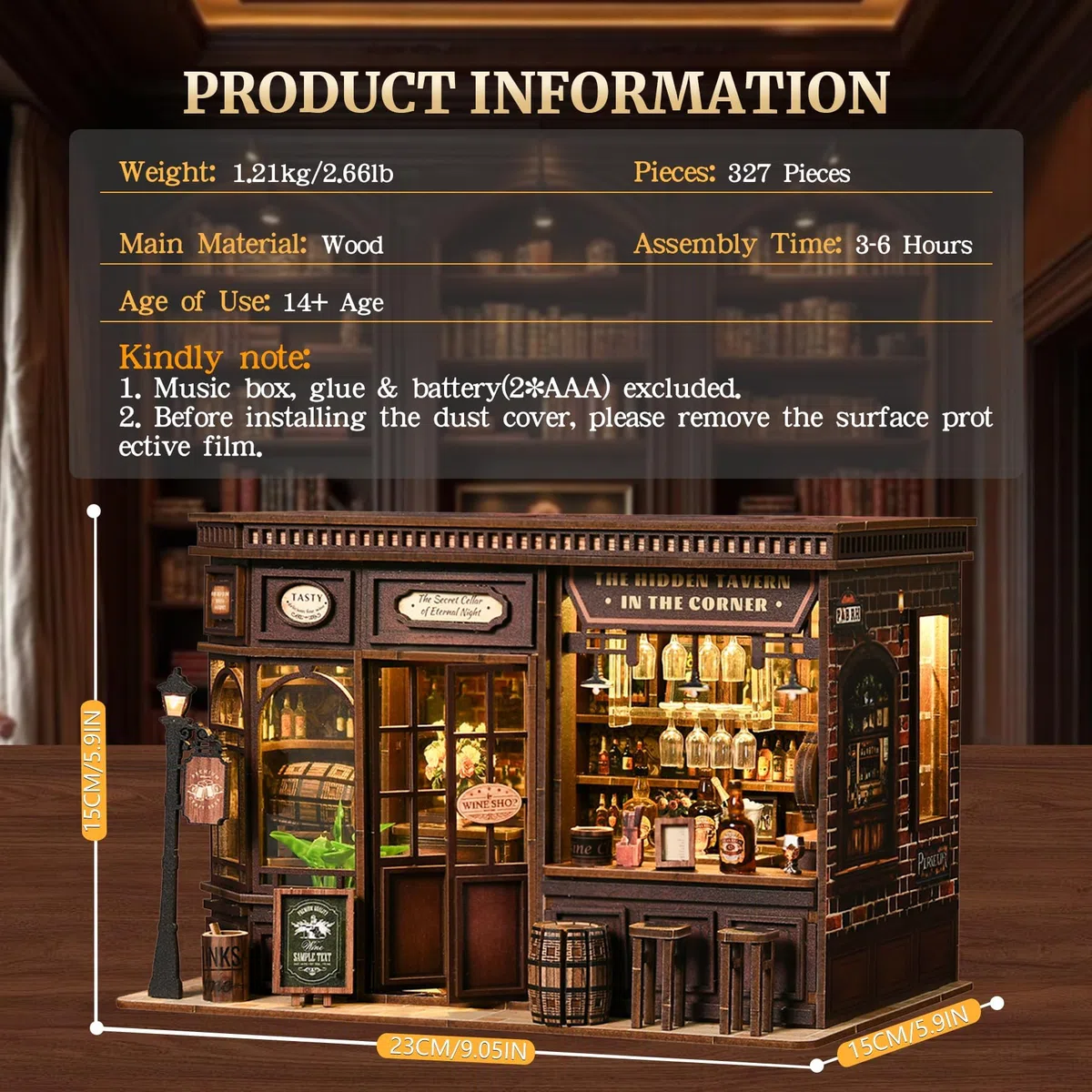 Kit Book Nook DIY per Adulti - Casa in Miniatura con Luci LED da Montare, Modellismo 3D Creativo per Decorare Librerie - Regalo Originale per Appassionati di Fai da Te