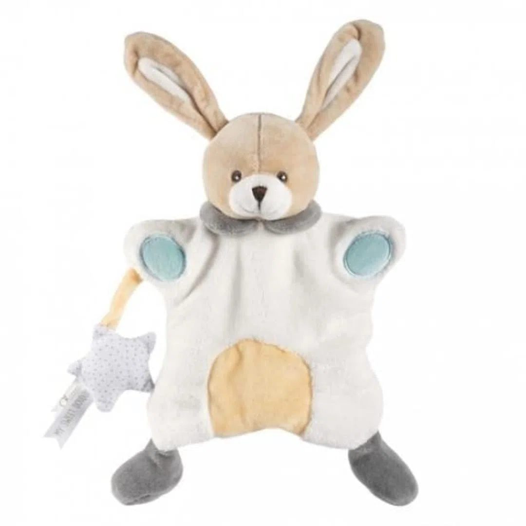 Chicco Coniglietto Doudou, piccola marionetta a forma di coniglietto, tenero peluche, tessuto morbido, Beige