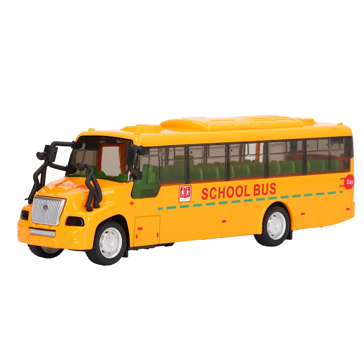 Modello di Autobus Scuola Giallo in Lega Pressofuso Porta Aperta 1:32, Veicolo Giocattolo con Luci e Suoni