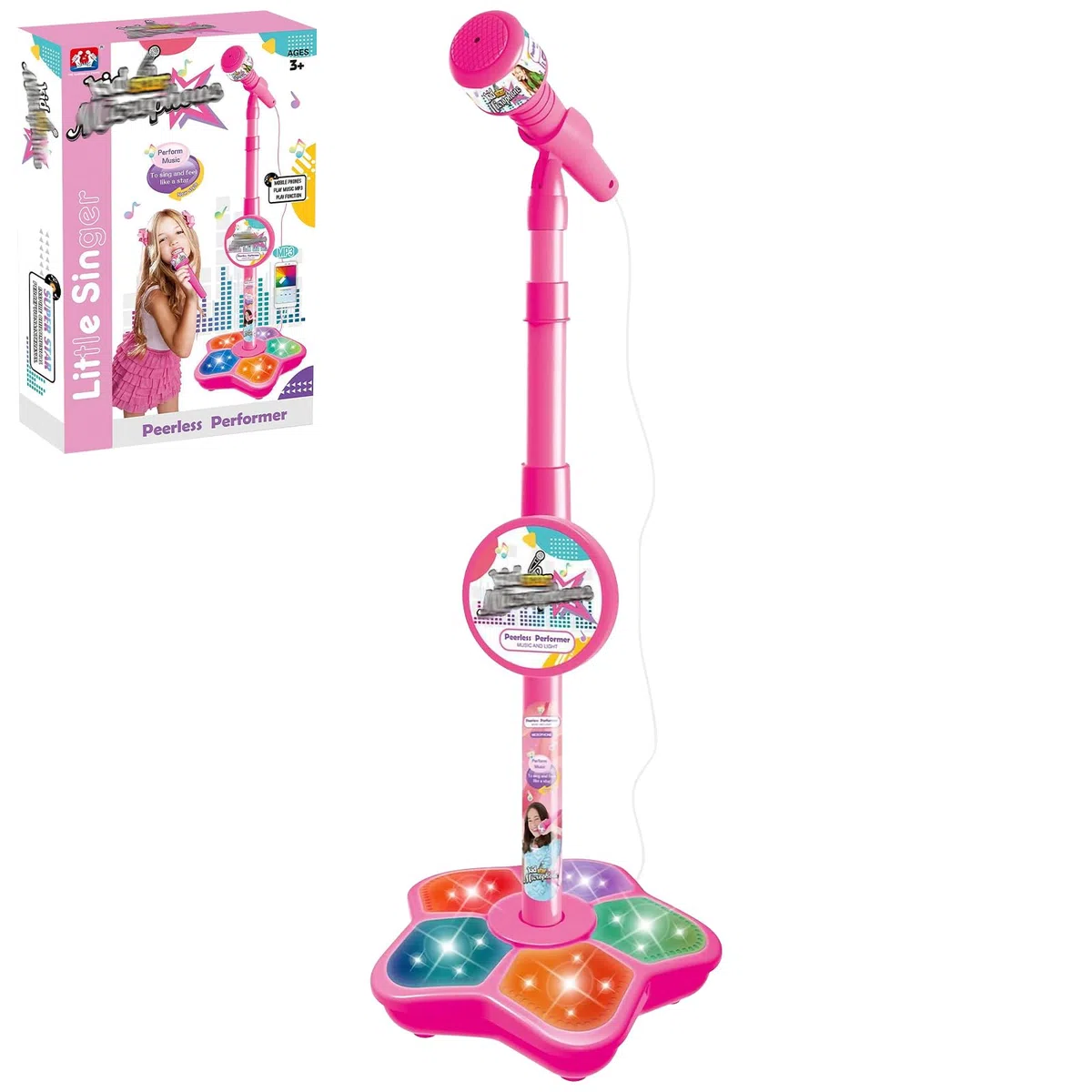 Microfono con Asta, Microfono Karaoke,Microfono con Asta per Feste, Compleanni, Regali di Natale(rosa)