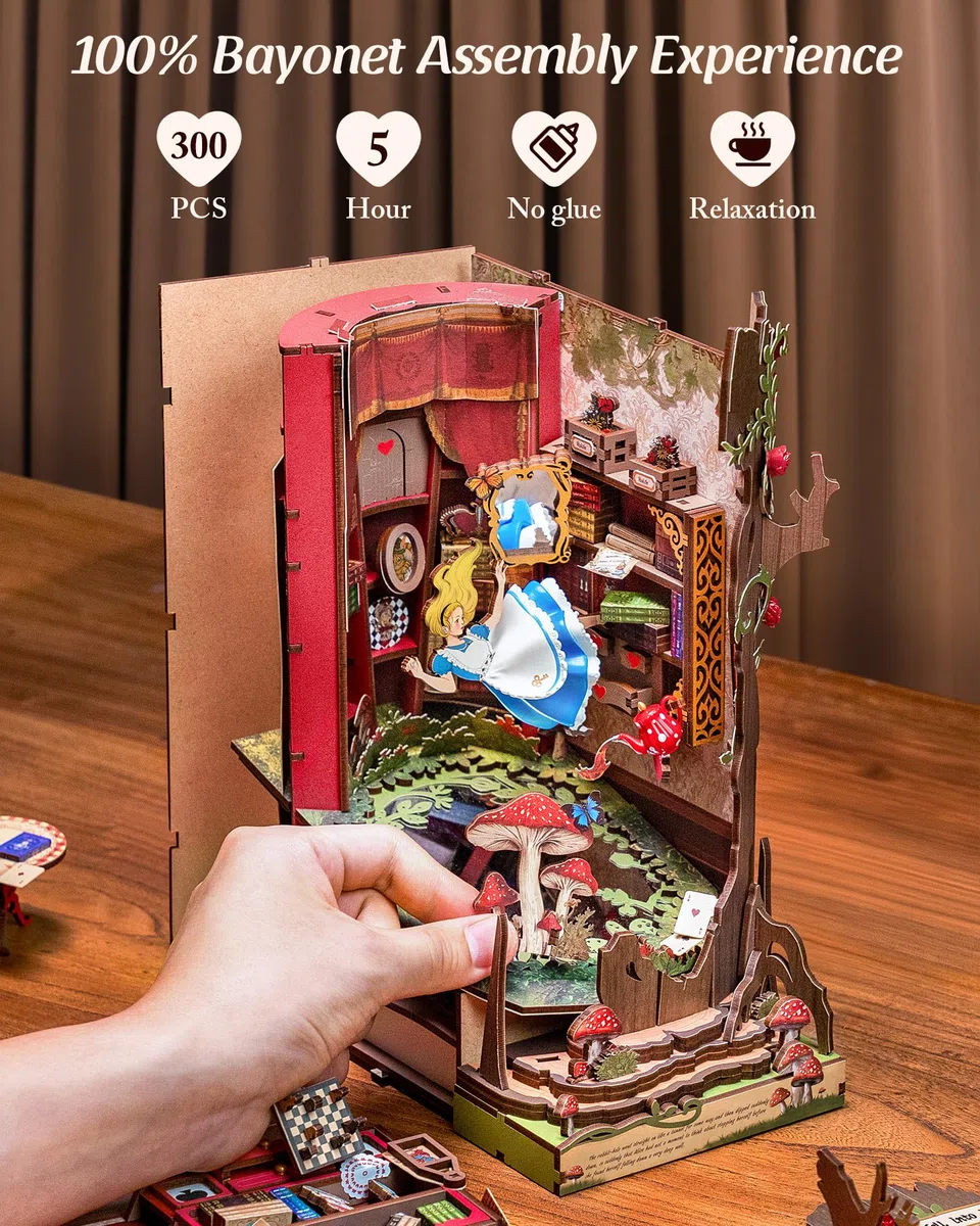 ROBOTIME Book Nook Booknook in Legno, Diorama Casa in Miniatura da Costruire per Adulti e Bambini, Decorazione Libreria Regalo Creativo (Fall into Wonder)