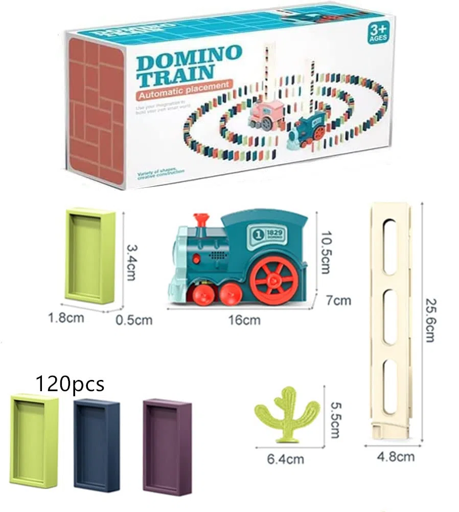Domino Train Toy Set per Bambini,120 Pezzi Automatici Domino Blocchi di Costruire e Impilare Giocattoli Creativi,Giocattolo Educativo Regalo per Ragazze e Ragazzi dai 3 anni in su