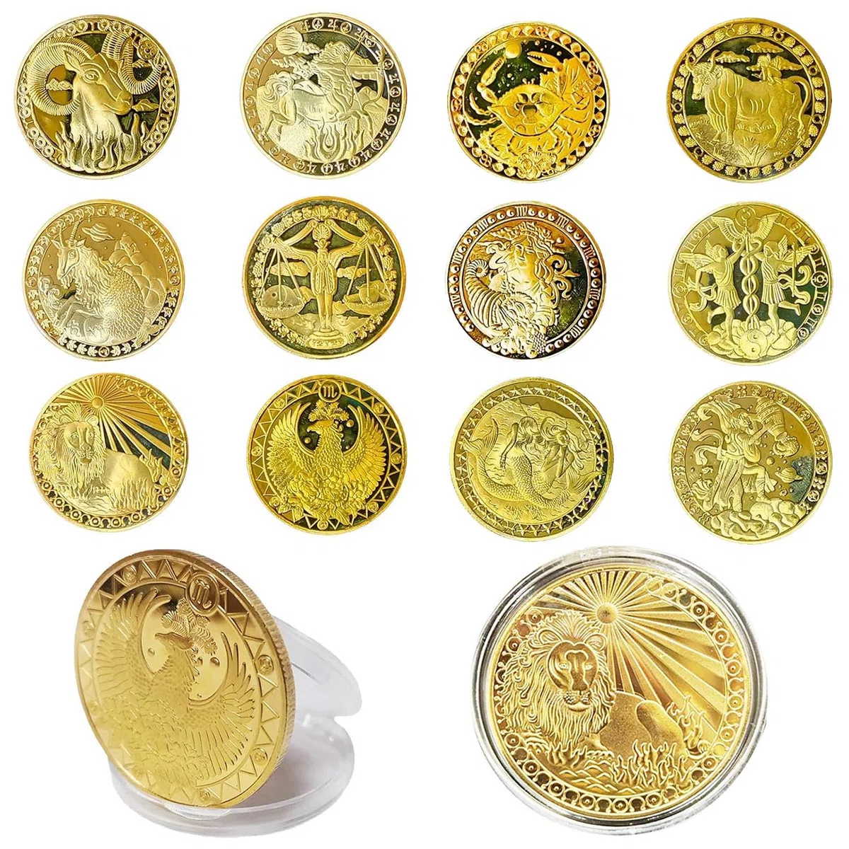 12 Costellazioni Collezione d'Arte di Monete Commemorative,Monete Adatte per Regali Oroscopo, Monete Fata Dei Denti, Regalo Fatina Dei Denti, Monete Commemorative per Le Costellazioni
