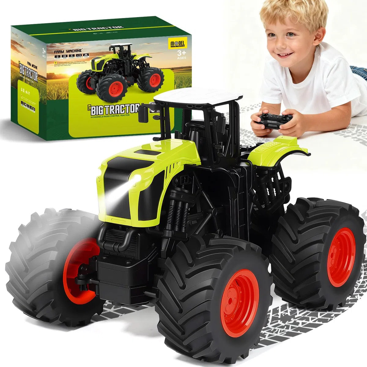 Ferngesteuerter Traktor Telecomandato Farm Traktor Fahrzeuge con Luce 2,4 GHz 1:16 RC Farming Traktoren Spielzeug Spielset für 3 4 5 6 7 8 Anni Jungen Kinder Kleinkinder