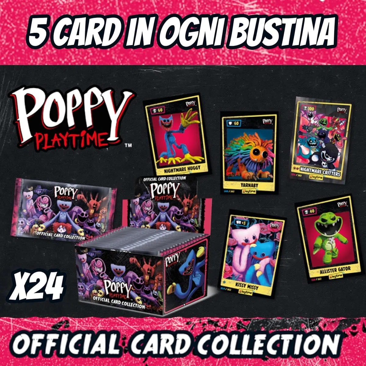 Diramix POPPY PLAYTIME 24 Bustine Ufficiali, Ogni Bustina Contiene 5 Carte Collezionabili - Totale 120 Carte