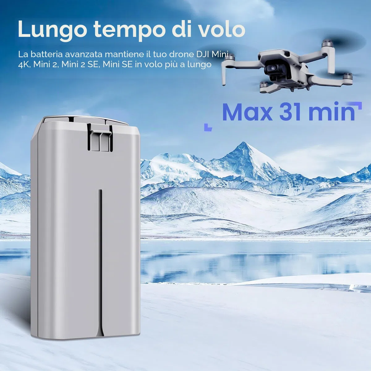 Mini 2 Serie Batteria 1 pezzo 7.7V 2400mAh Batteria di volo intelligente(31 minuti di autonomia massima) Pienamente compatibile con i droni DJI Mini 4K/2/2 SE/SE