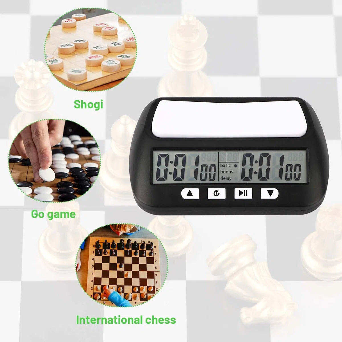 Mkitnvy Orologio da Scacchi, Timer Digitale per Scacchi e Timer da Gioco, con Funzione di Sveglia, Mini Display Digitale Multifunzione da Viaggio