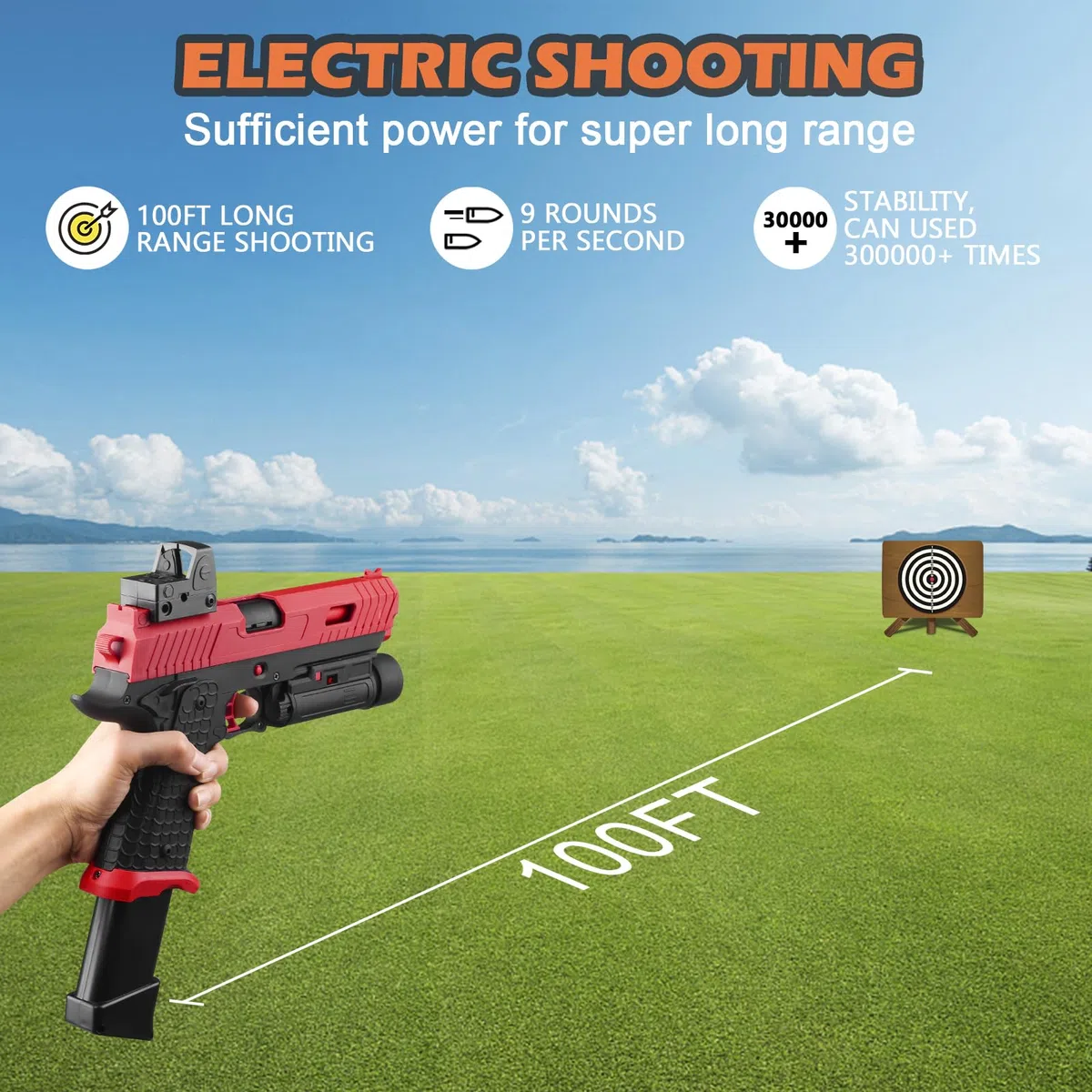 Giocattolo elettrico Gel Blast Nuovo X5, Completamente Automatico con Tamburo e Occhiali Dump Outdoor Team Game, JM - X2 Upgrade Dump 14+, Rosso