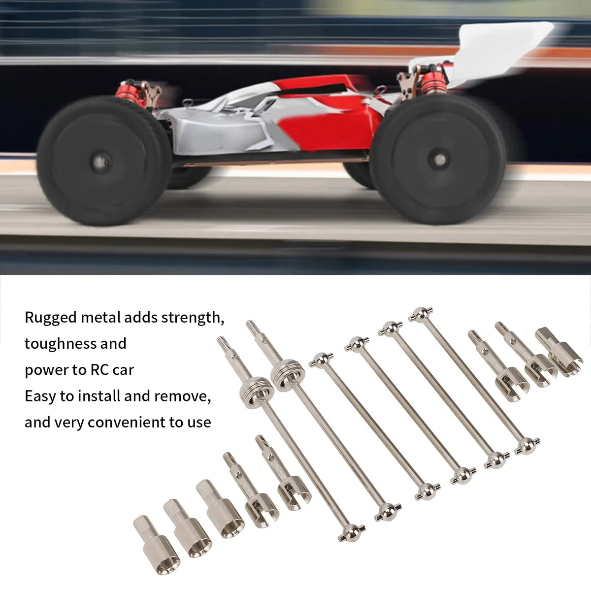 Kit Albero di Trasmissione CVD RC, Set di Giunti Dogbone per Albero di Trasmissione in Acciaio Set di Pezzi di Ricambio per L'aggiornamento del Trattamento Termico per WLtoys 144001 RC Car