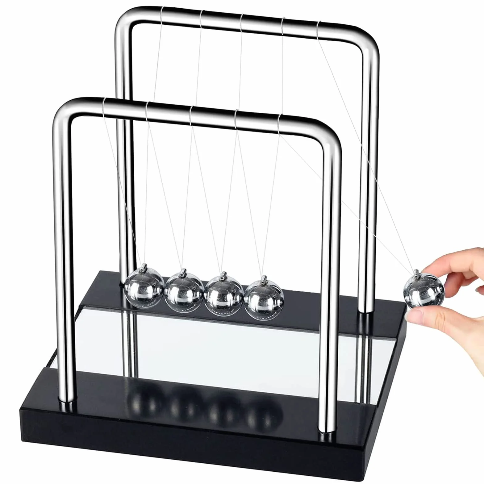 Pendolo di Newton, Grande 18CM Sfere di bilanciamento per Culla Newton, 5 Sfere in Metallo, Gioco di Fisica, Decorazione da Ufficio e Scrivania