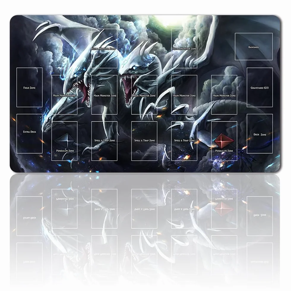 Tappetino da gioco da tavolo TCG + sacchetto senza regalo + con zone di carte, tappetino per tavolo da gioco di carte YGO, dimensioni 60 x 35 cm, compatibile con carte da collezione (YGO-G-10-JH)