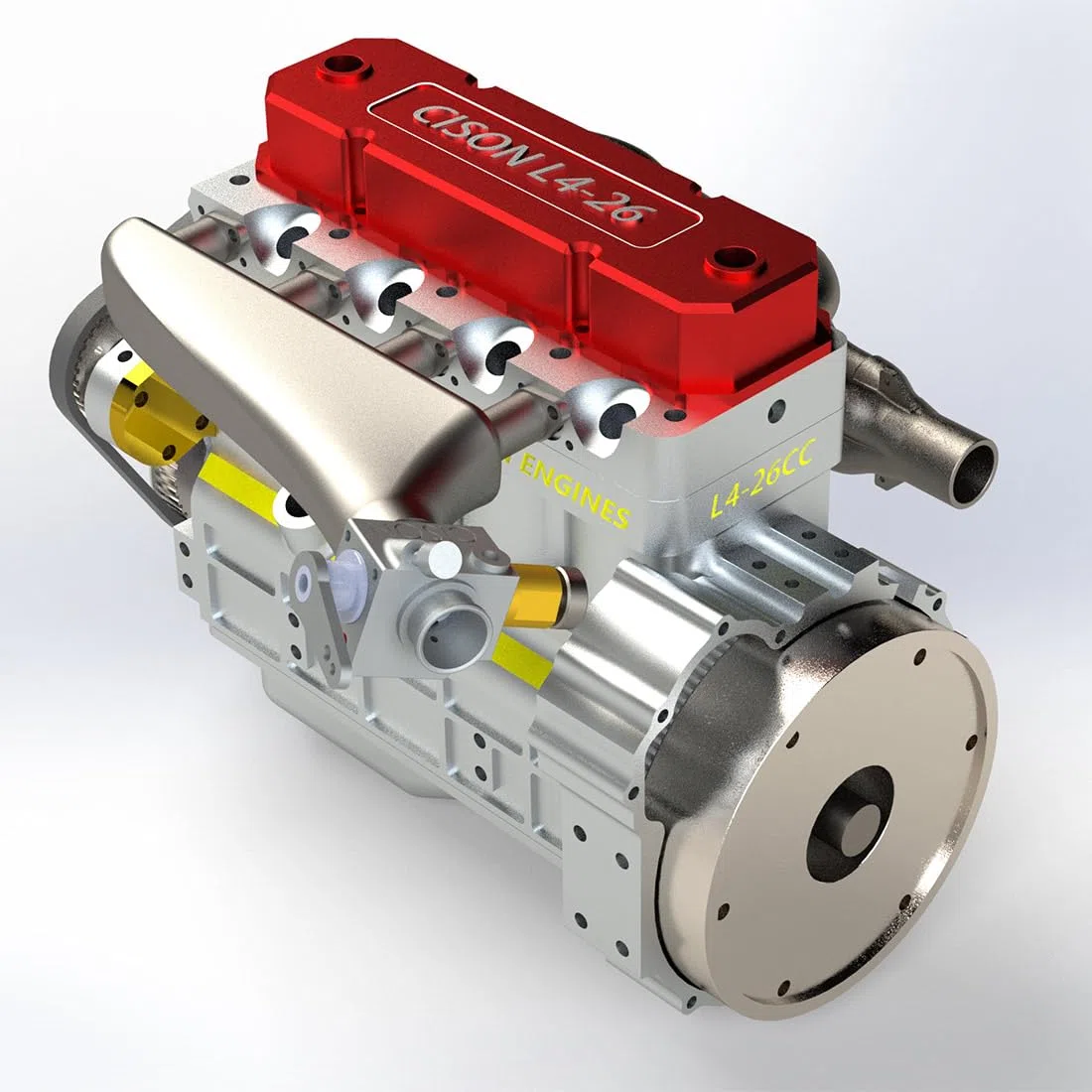 CISON L4-26CC Mini 4 Tempi Inline Quattro OHV Motore a Benzina Modello Che Funziona, Raffreddato ad Acqua Metallo Motore a Combustione Interna per RC Auto e Kit Fisica
