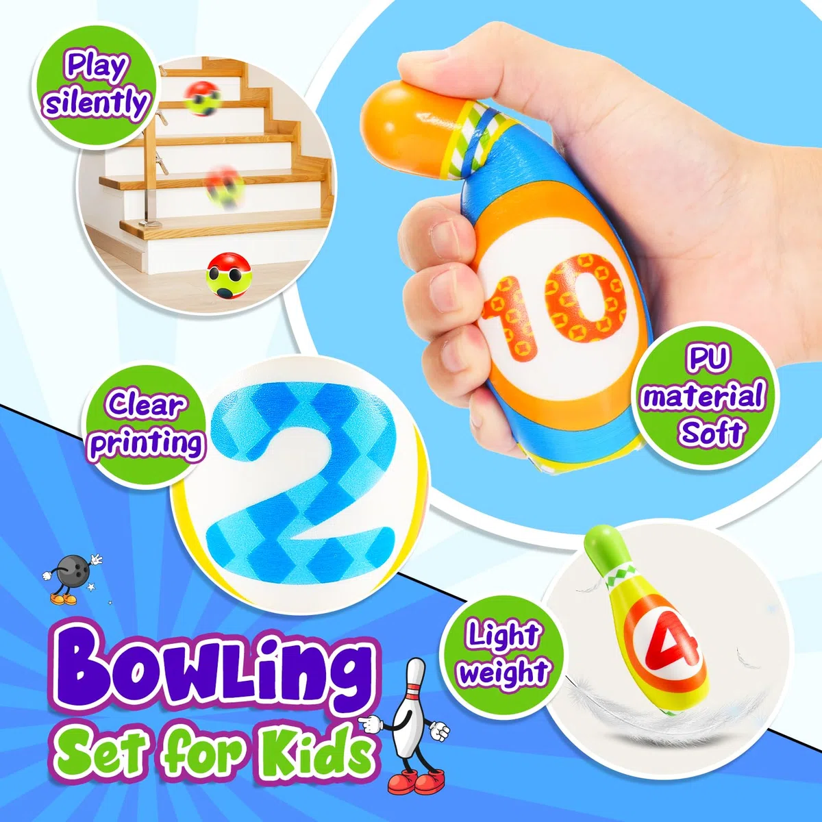 Bowling per Bambini, Regalo Bambino 1 2 3 Anni Giochi Bambini 2 3 4 5 Anni Giochi da Esterno per Bambini 1-6 Giochi Bambino 3 4 5 6 Anni Maschio Giocattoli 1 2 3 Regali per di Natale 1 2 3