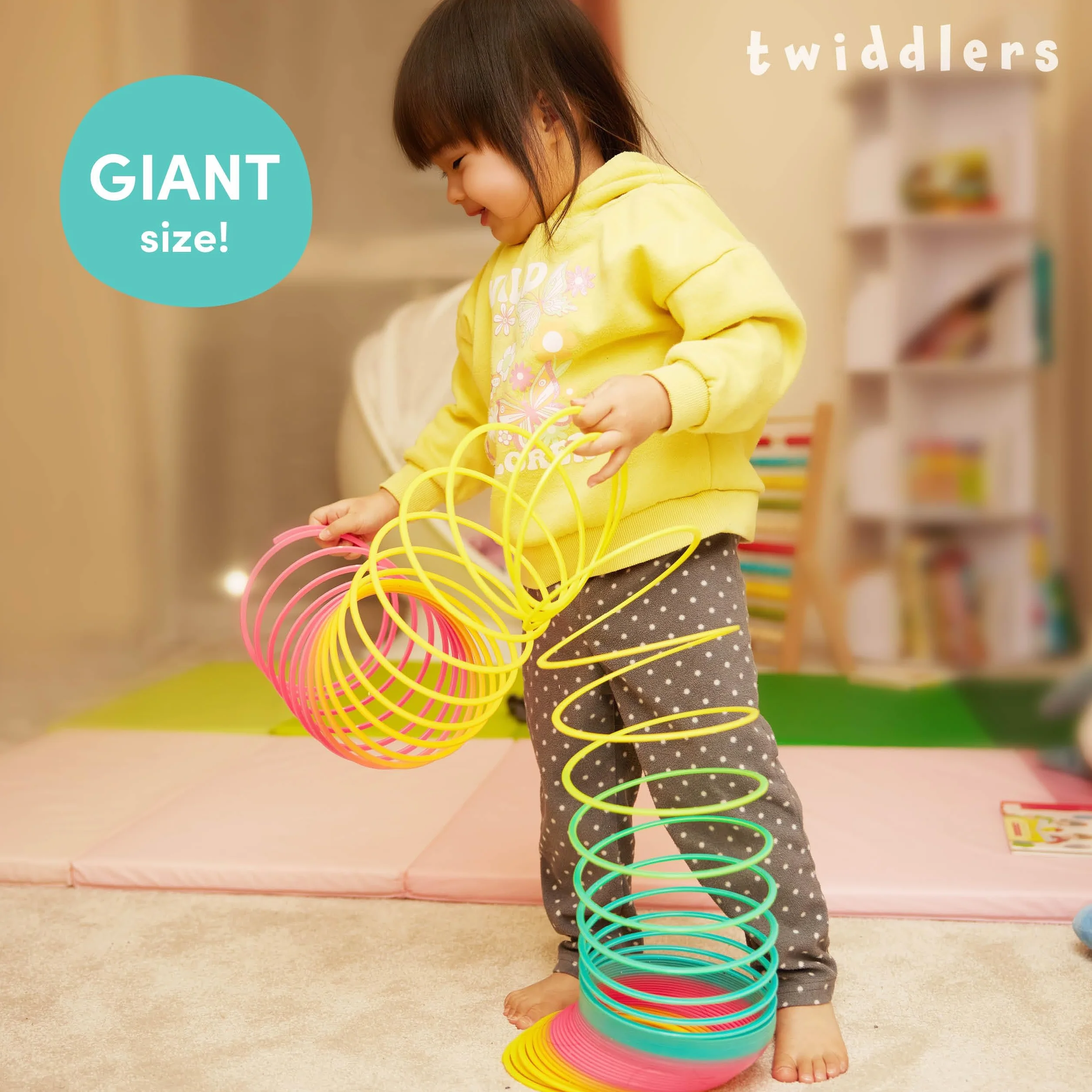 THE TWIDDLERS - Molla Giocattolo Gigante Arcobaleno in Plastica – Molle Arcobaleno Divertenti per Bambini - 15x15cm