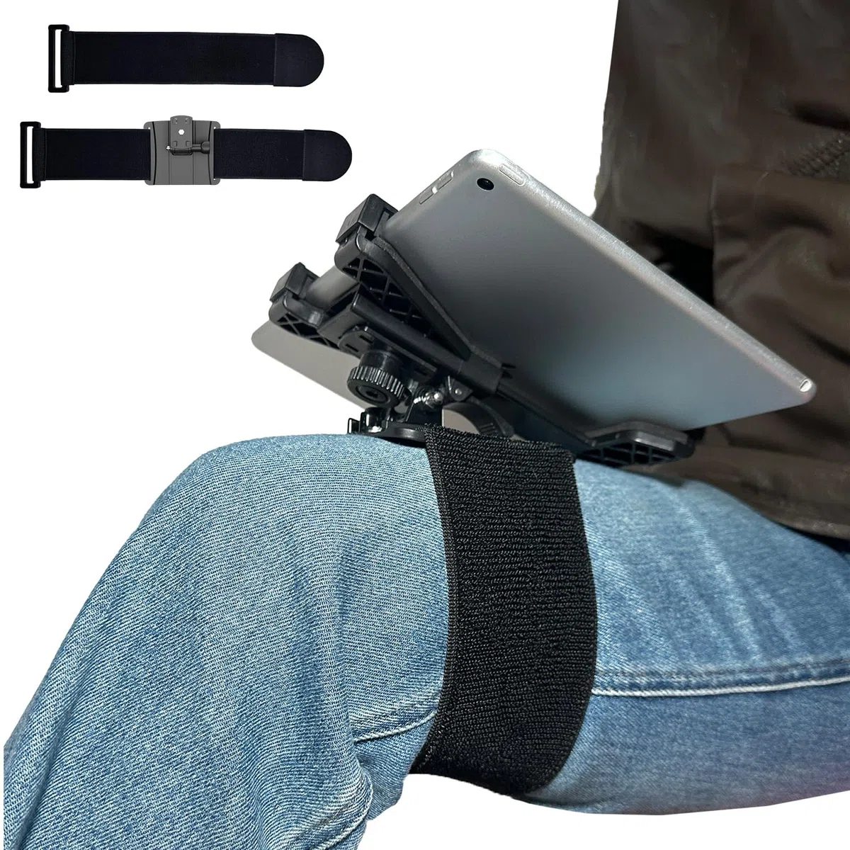 OHLPRO Tavolo da Pilota per Ginocchio per iPad & Tablet 7"-11", 2 Cinturini Elastici Aggiornati per una Fissazione Sicura sulla Coscia, Angolazione Regolabile, Materiale Plastico di Alta Qualità