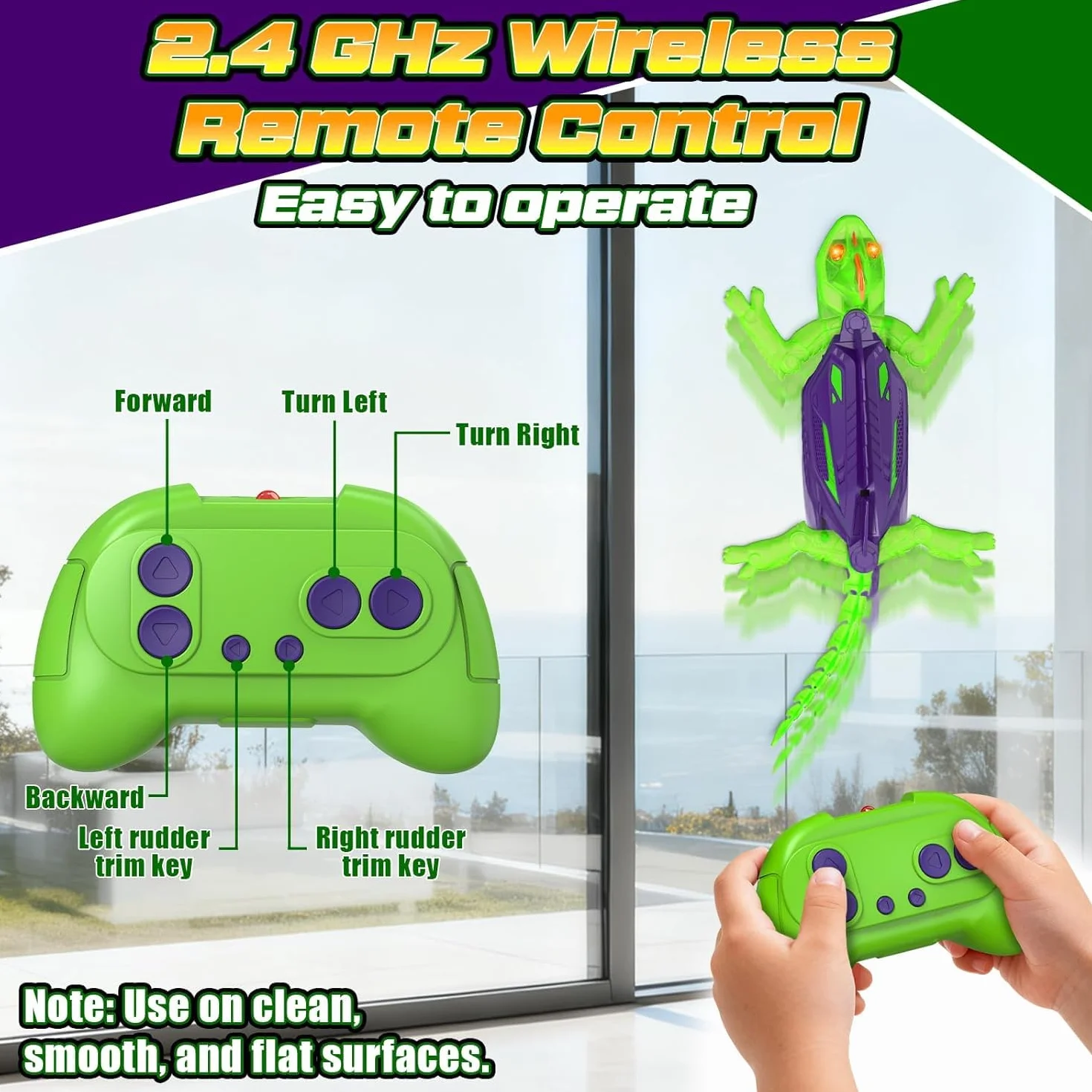 Goody King Geco Telecomandato - Rettile che Scala Pareti e Soffitti - Giocattolo con Movimenti Realistici e Rotazione 360° - Giocattoli interattiviper - Regalo per Bambini e Bambine da 3+ Anni