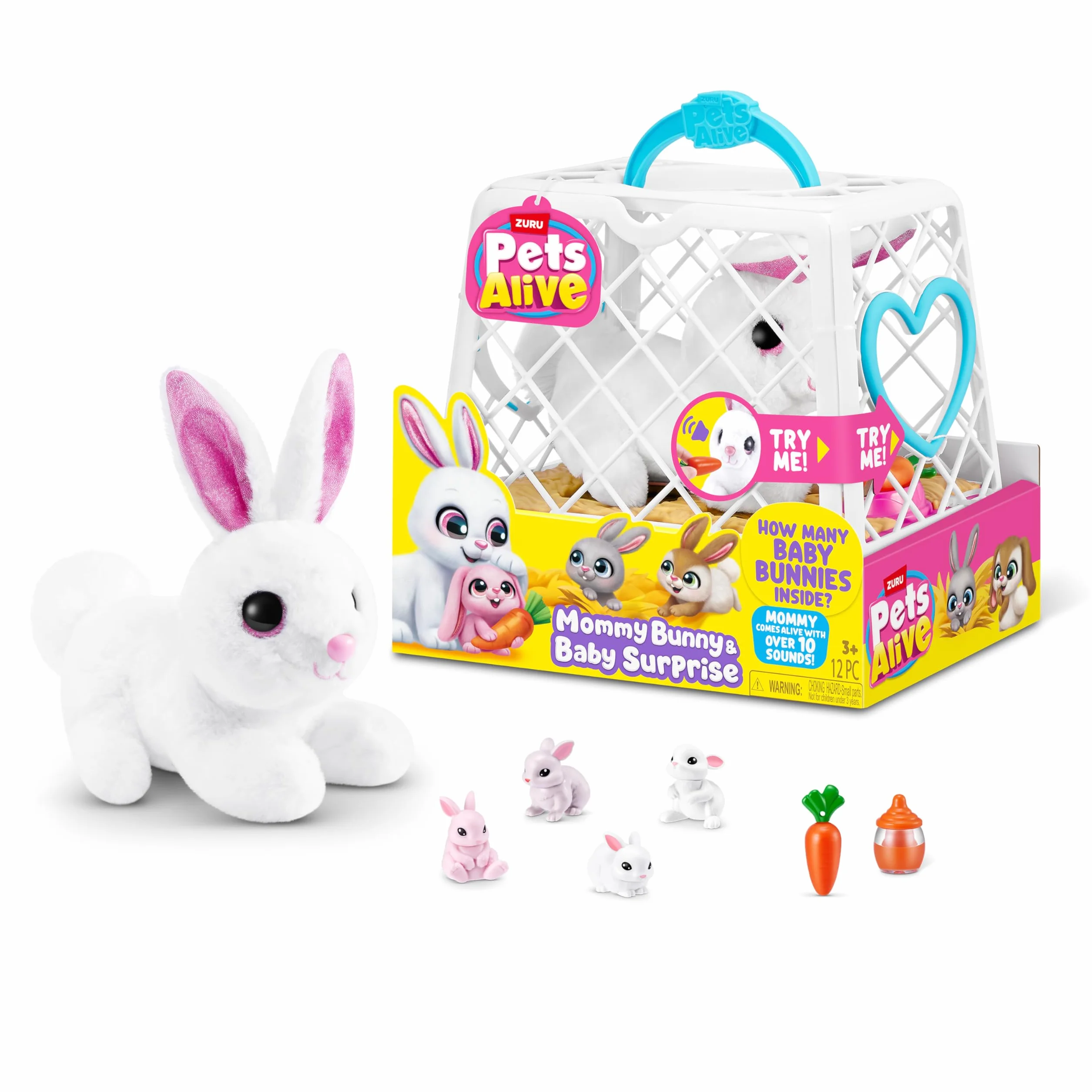 Pets Alive Mamma Coniglietta Pasquale Sorpresa di ZURU, Coniglio Robotico Elettronico con Cuccioli, Giocattolo Interattivo Pasqua Bambini