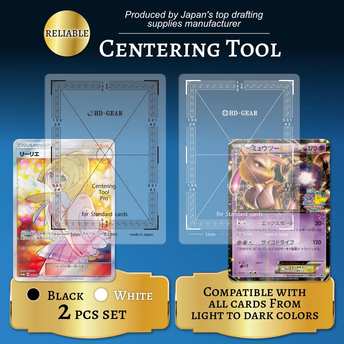 Centering Tool Pro Kit di classificazione carte Pokémon PSA Nero e bianco per carte di dimensioni standard
