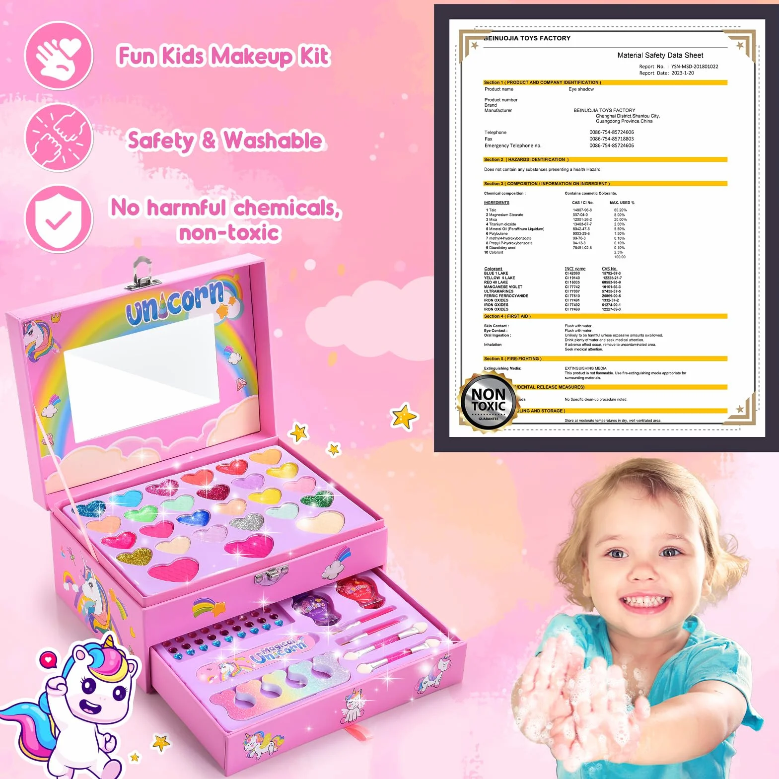 Unicorno Trucchi Bambina 3 4 5 6 7 8 9, Giochi Bambina 4-8 Anni Unicorno Valigetta Trucchi Bambina Compleanno Regalo Bimba 4 5 6 7 8 9 Anni Trousse Trucchi Bambino Regalo Bimba 5 6 7 8 Femmina