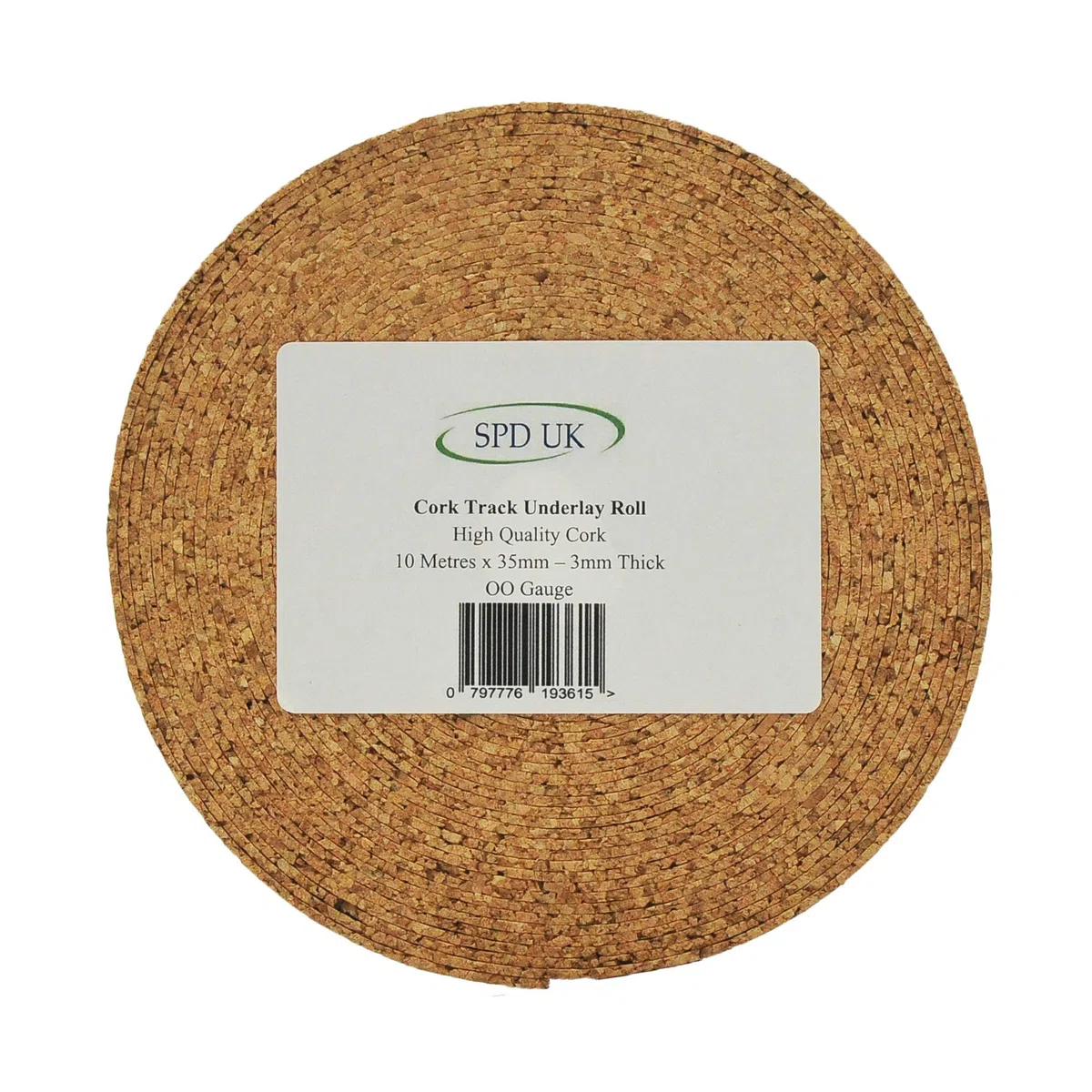 SPD UK OO Gauge Cork Track Underlay Roll - 10 Metri x 35 mm - 3 mm di Spessore