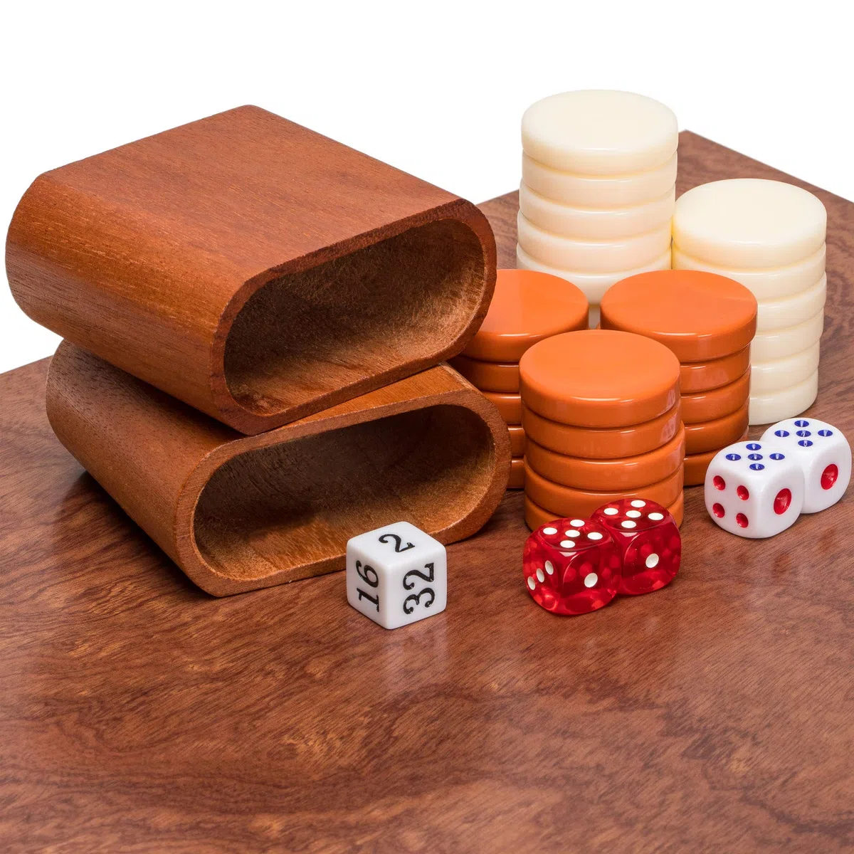 Backgammon Board Game Set Inlaid Wood Case 19''