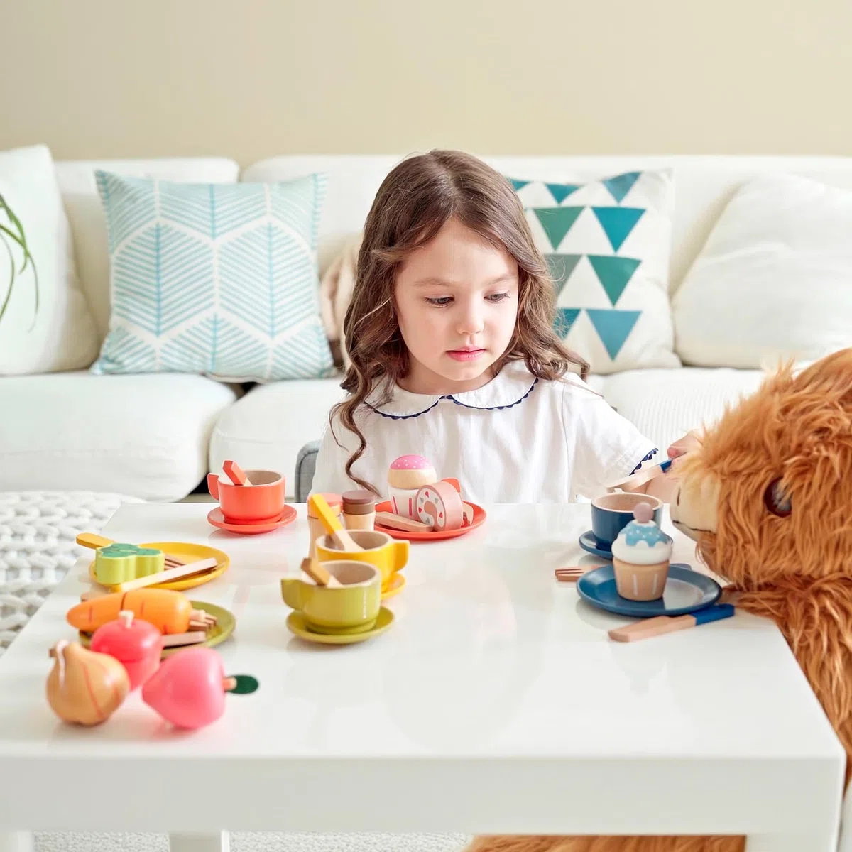 GAGAKU Set di cibo da gioco in legno per la cucina dei bambini, giocattoli Montessori in legno con piatti e piatti per bambini ragazzi e ragazze regali