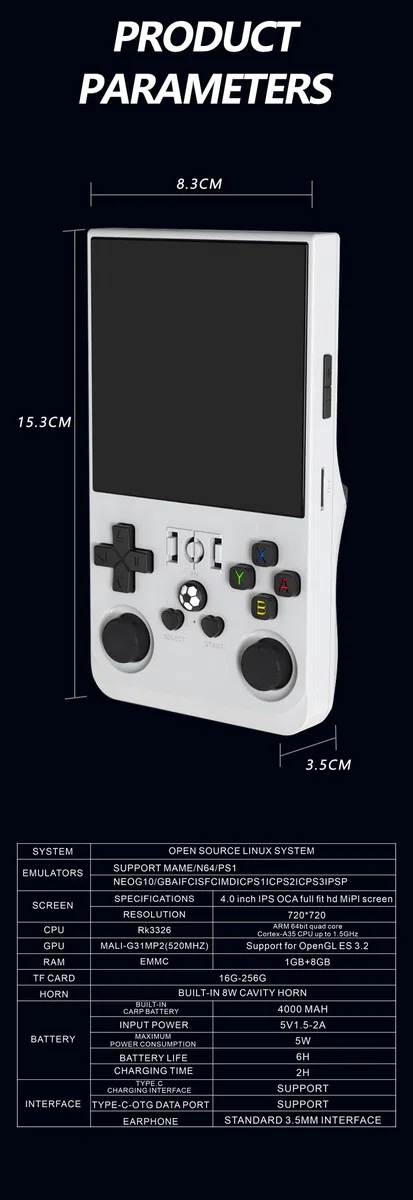Open Source Sistema Linux R36MAX Retro Console di gioco, portatile palmare Consoles per videogiochi, 4.0-in 4 k HD IPS schermo con 64G Built-in 10000 giochis classici,2025 Nuovo