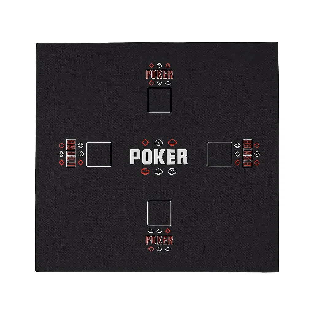 Panno da Poker Texas Hold'em, quadrato 125x125 cm, colore Nero, per 2-4 Giocatori