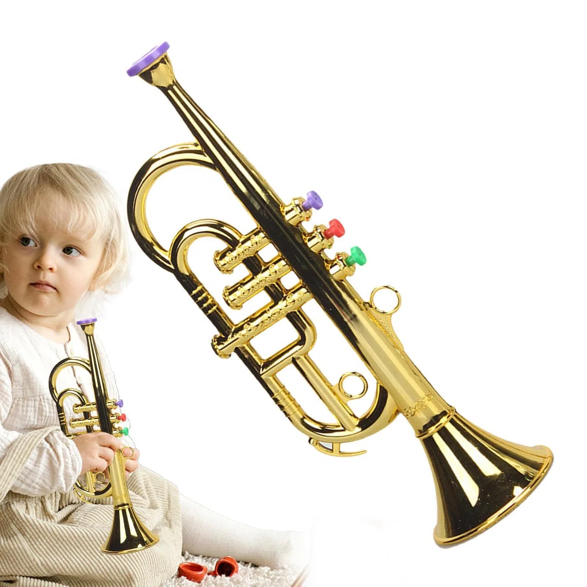 Tromba Giocattolo Per Bambini – ABS 12x9x34cm | Tromba D'argento, Giocattolo Simulato Strumento Trombetta Divertente Per Bambini, Strumenti A Fiato Strumenti A Ṕer Ragazzi Ragazze B́ambini Picc