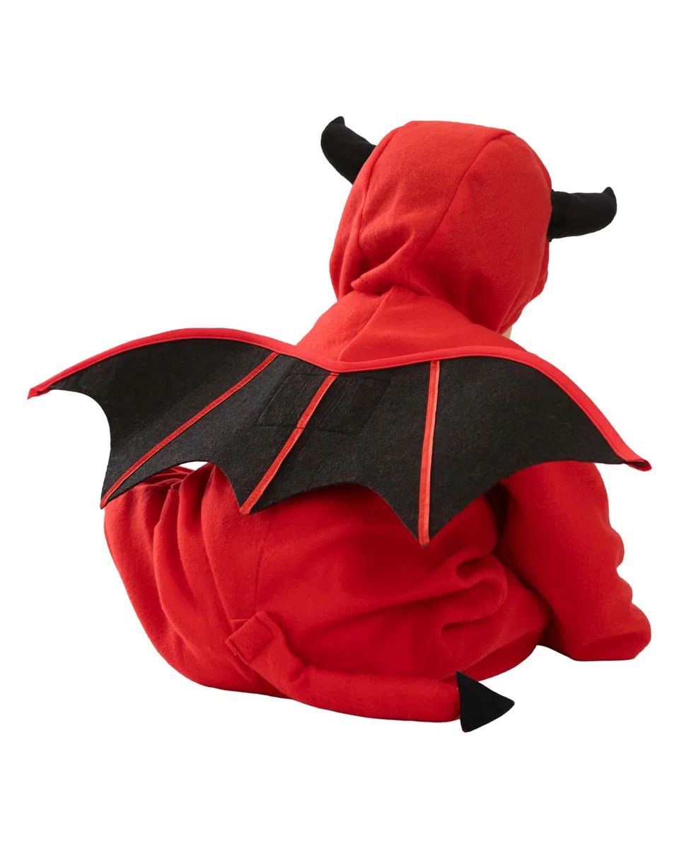 Funidelia Costume da Diavolo per Bebè con tutina, cappuccio, ali e coda, Tenuta da Demone, Costumi per Halloween e Carnevale