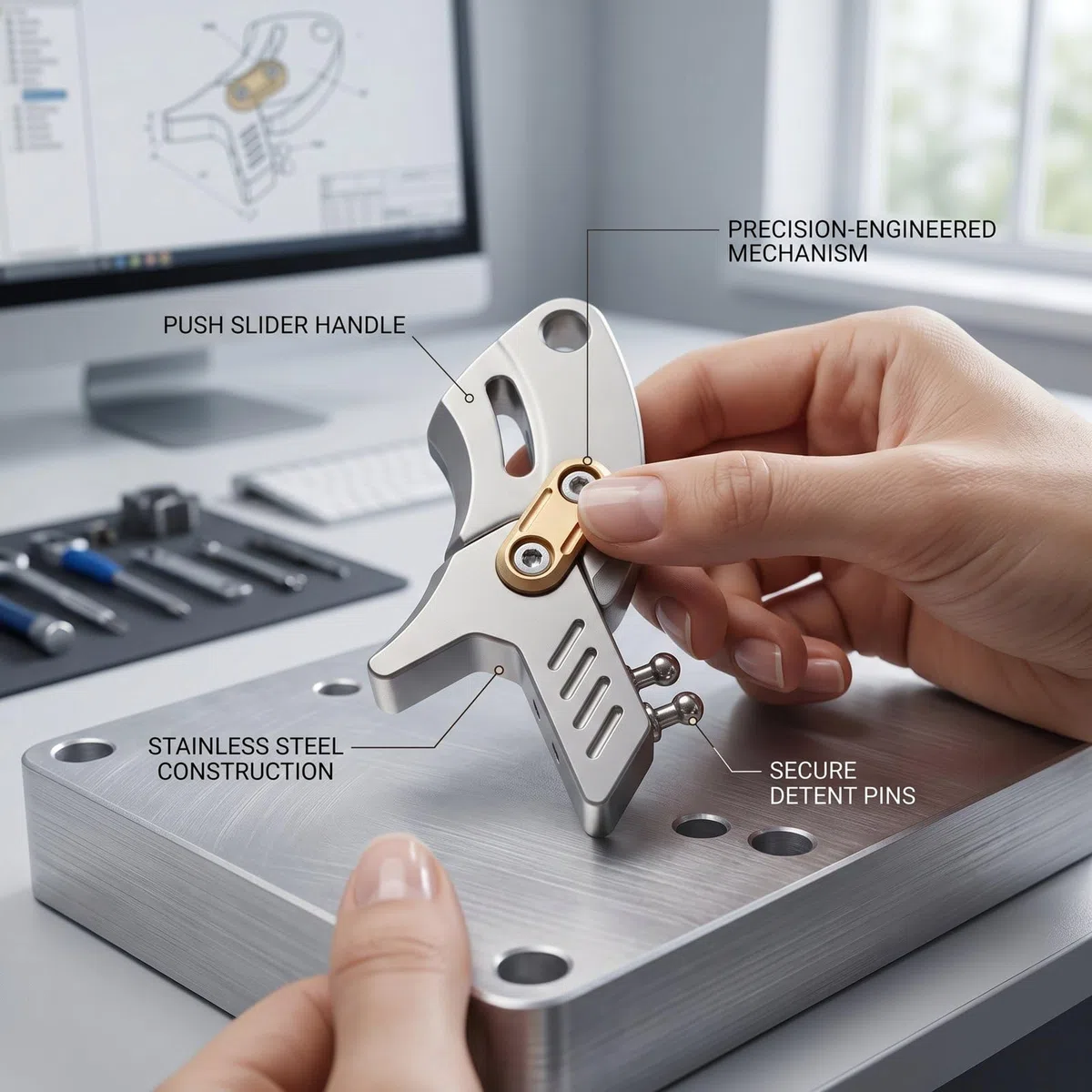 Impugnatura a Cursore a Pressione in Acciaio Inossidabile, Accessorio Tattile da Impugnare per Gioco con la Punta delle Dal Design Moderno per il Sollievo Dallo Stress