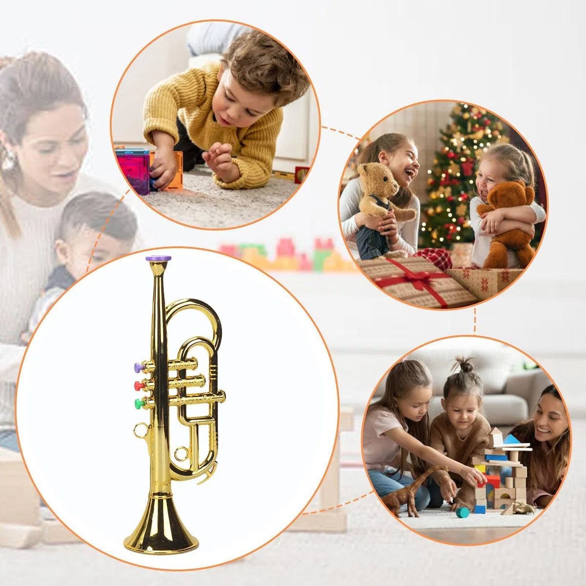 Tromba Giocattolo Per Bambini – ABS 12x9x34cm | Tromba D'argento, Giocattolo Simulato Strumento Trombetta Divertente Per Bambini, Strumenti A Fiato Strumenti A Ṕer Ragazzi Ragazze B́ambini Picc