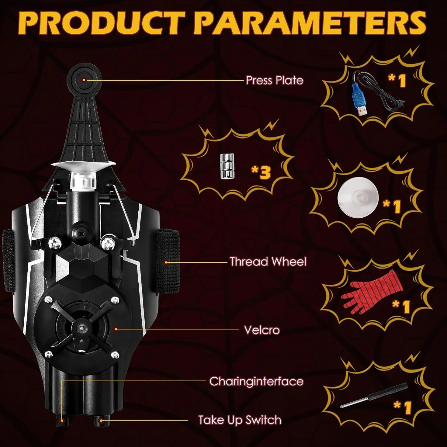 Towwoo Spider Web Shooter, Spara Ragnatele con Launcher Guanti per Bambini, Spider Web Launcher in Plastica per Cosplay