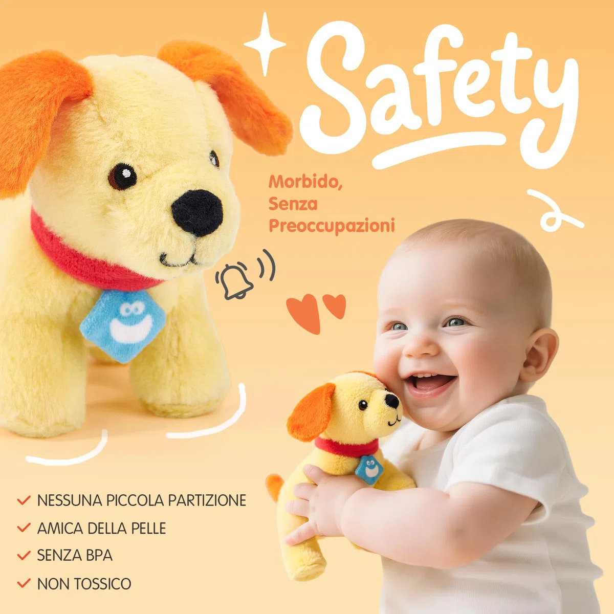hahaland Giochi Neonato 6 Mesi - 8 PCS Set di Cane Peluche con Fienile & Corrispondenza delle Forme - Giocattolo Educativi per Bambini, Montessori Sensoriale Regalo Bimbo Bimba 6 9 12 Mesi