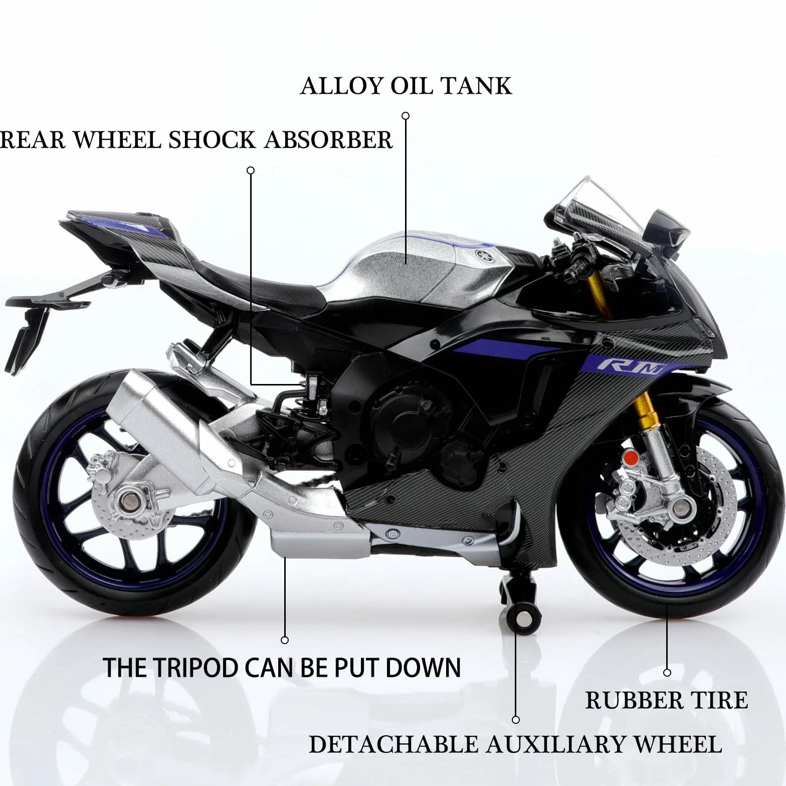TOKAXI Motociclette Giocattolo Yamaha YZF-R1M in Scala 1/12 in Diecast, Modello di Moto Yamaha, Regali di Motocicletta R1 per Ragazzi e Ragazze