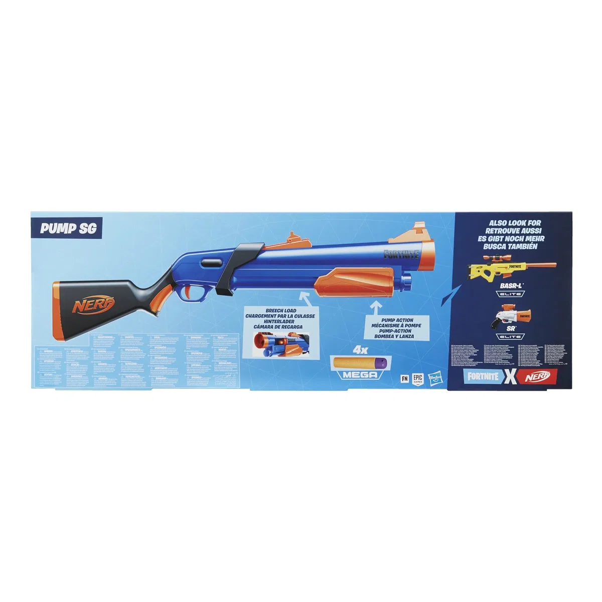Nerf Fortnite Pump SG Blaster, Lancia-dardi Mega con Azione a Pompa, a retroricarica, 4 dardi Mega, per Bambini, Adolescenti, Adulti