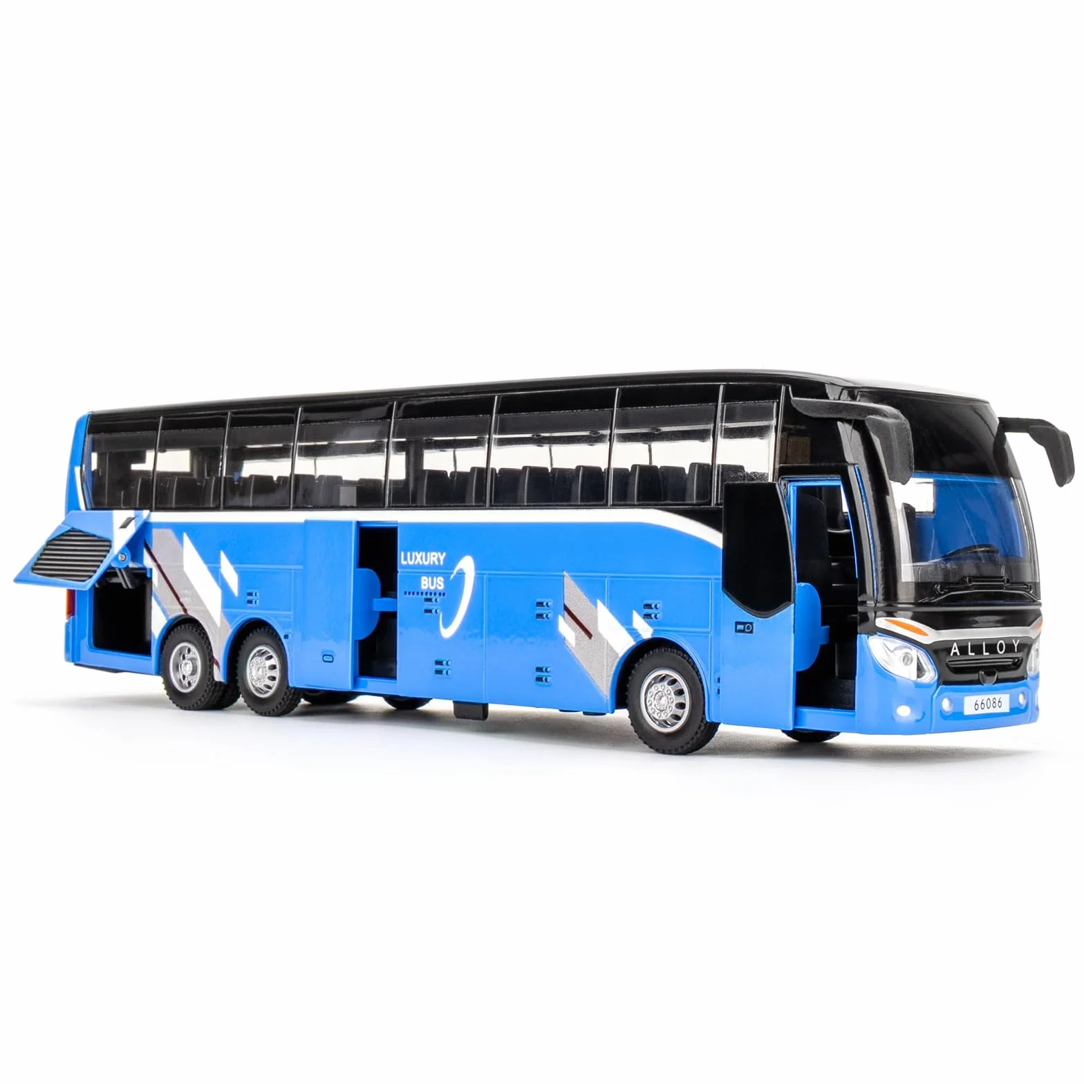 TGRCM-CZ Modellino di autobus di lusso 1/30, in lega di zinco, modellino di veicolo con suono e luce, per collezionisti e bambini dai 3 anni in su (blu)