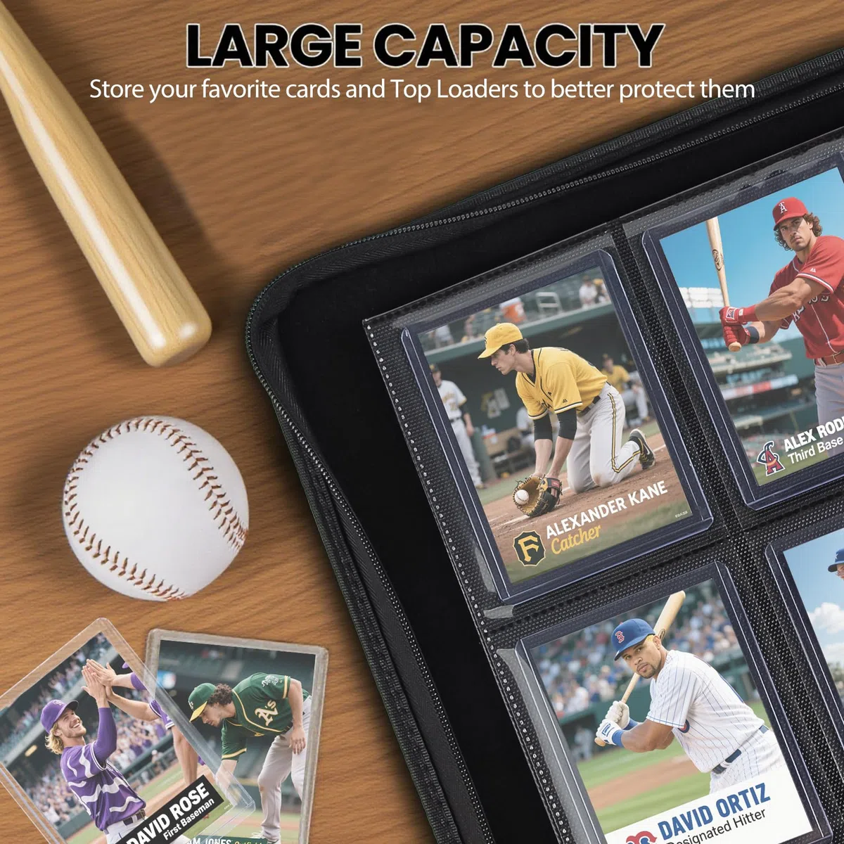 Raccoglitore Top Loader Carte, Album Card Binder 4 Tasche per 112 Top Loaders, Raccoglitori Carte Collezionabili - YGO/PTCG/MTG/TCG Sports Cards, Libro Porta, Non per carte SENZA un Top Loader