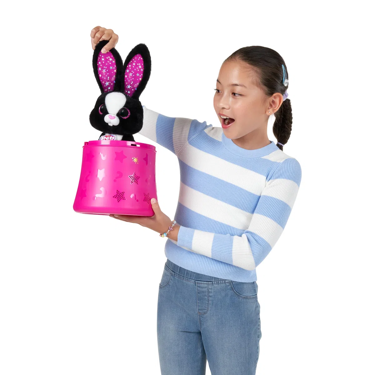 Pets Alive Magic Bunnies di ZURU Peluche magico elettronico e interattivo a sorpresa (Black Bunny)