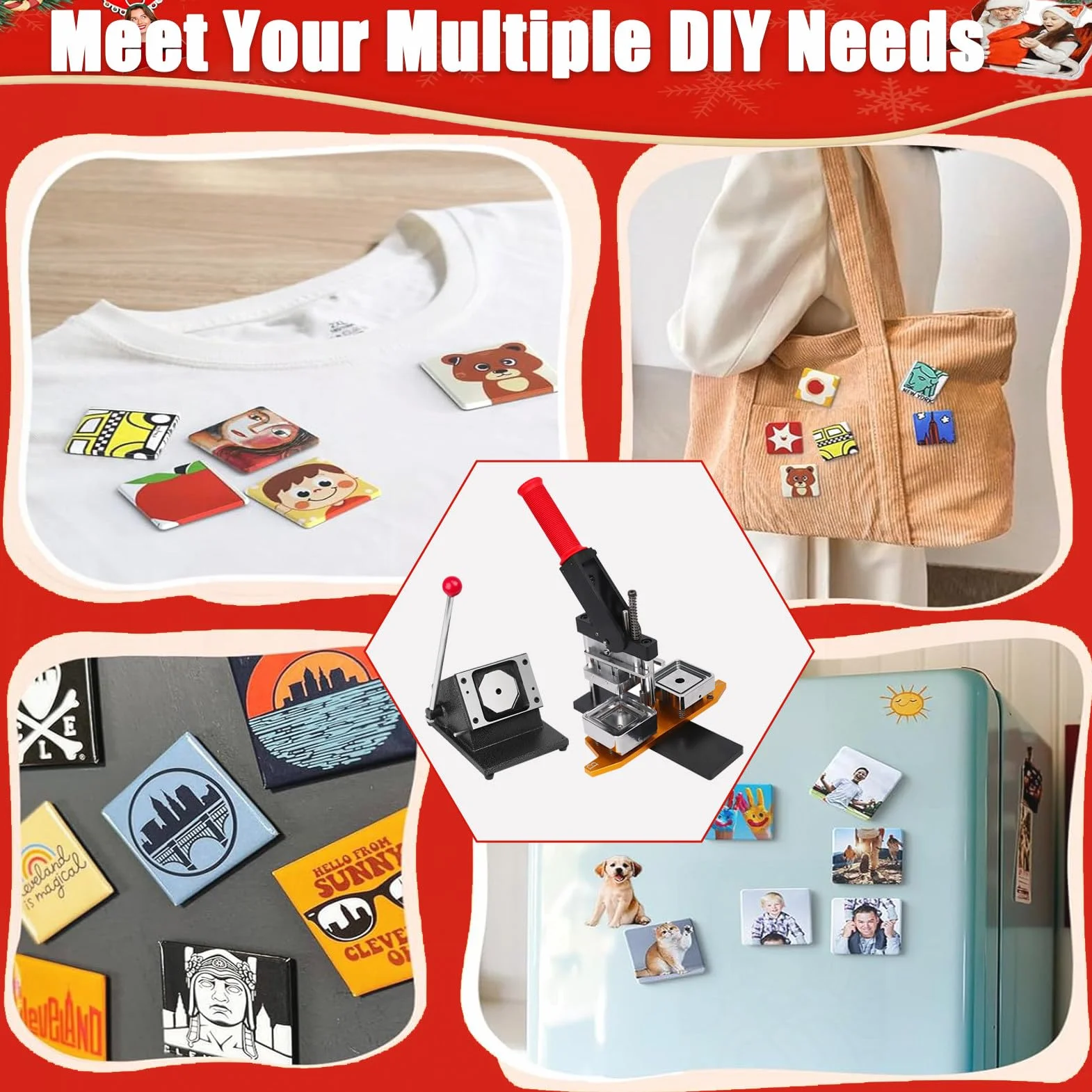 Kit Fai da Te per Magneti Fotografici, Macchina per La Creazione di Magneti,con Taglierina, per Aiutare con I Bambini, Progetti Scolastici APOSS Cutter(Acrylic*1000sets)-65 * 90mm
