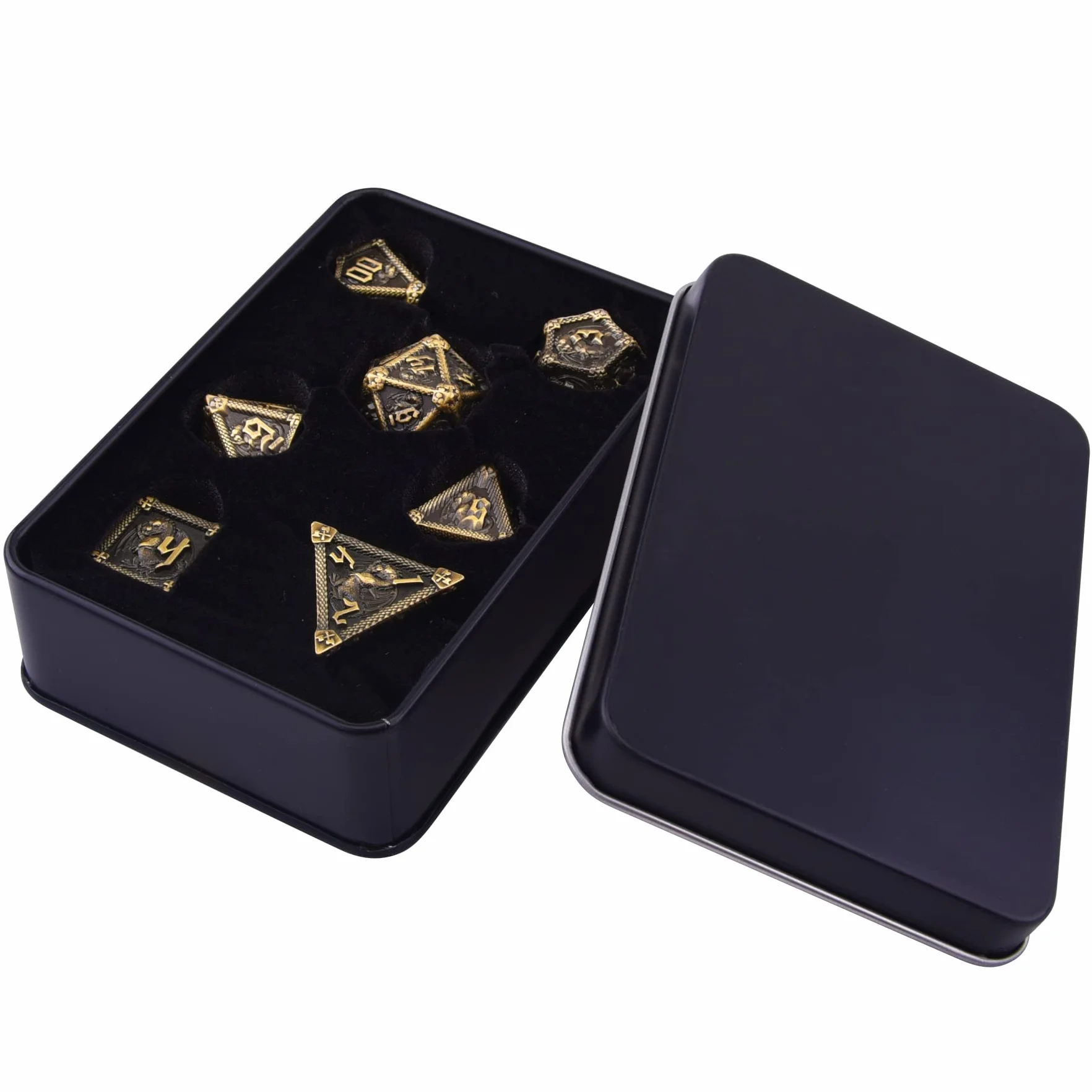 SIQUK 7 Pezzi Dadi Metallo D&D Poliedrici D20 D12 D10 D% D8 D6 D4 Set per Dungeon and Dragons, Bronzo