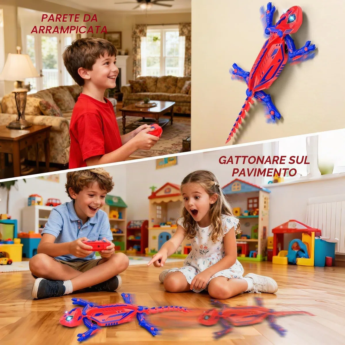 Mieryd Geco Telecomandato, Lucertola Telecomandata muro con occhi LED, Spider RC Robot Giocattolo Bambini, Interattivo Gioco lucertola si arrampica sui muri, Regalo Compleanno Giochi Bambino 3-8 Anni