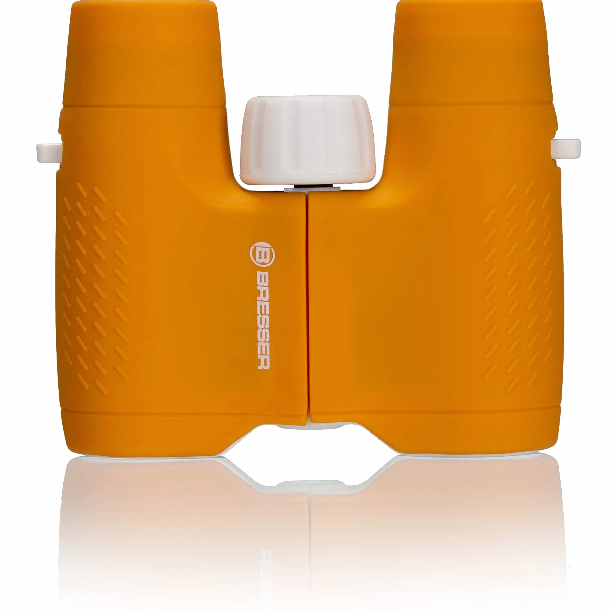 Bresser Binocolo per bambini 6 x 21 con robusto corpo in gomma e messa a fuoco centrale, con custodia da cintura e maniglia, arancione