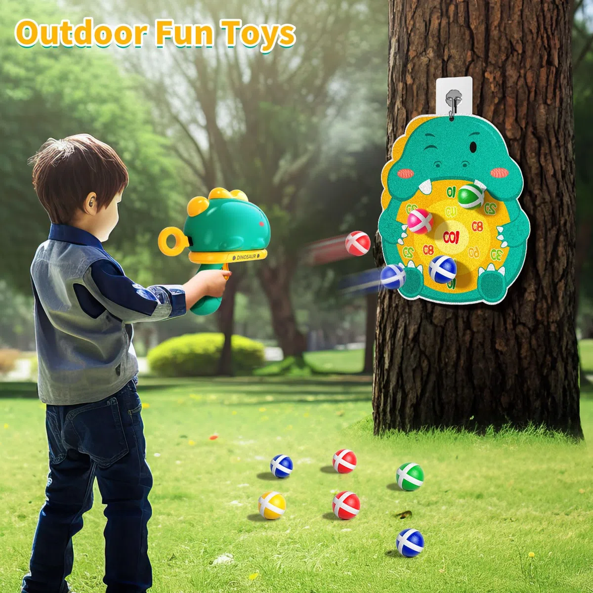 Doloowee Gioco di tiro con Pistola Blaster per Bambini con Bersaglio, 12 Palline appiccicose, Pistola Giocattolo Regalo per Ragazzi, Ragazze 3 4 5 6anni (Verde)