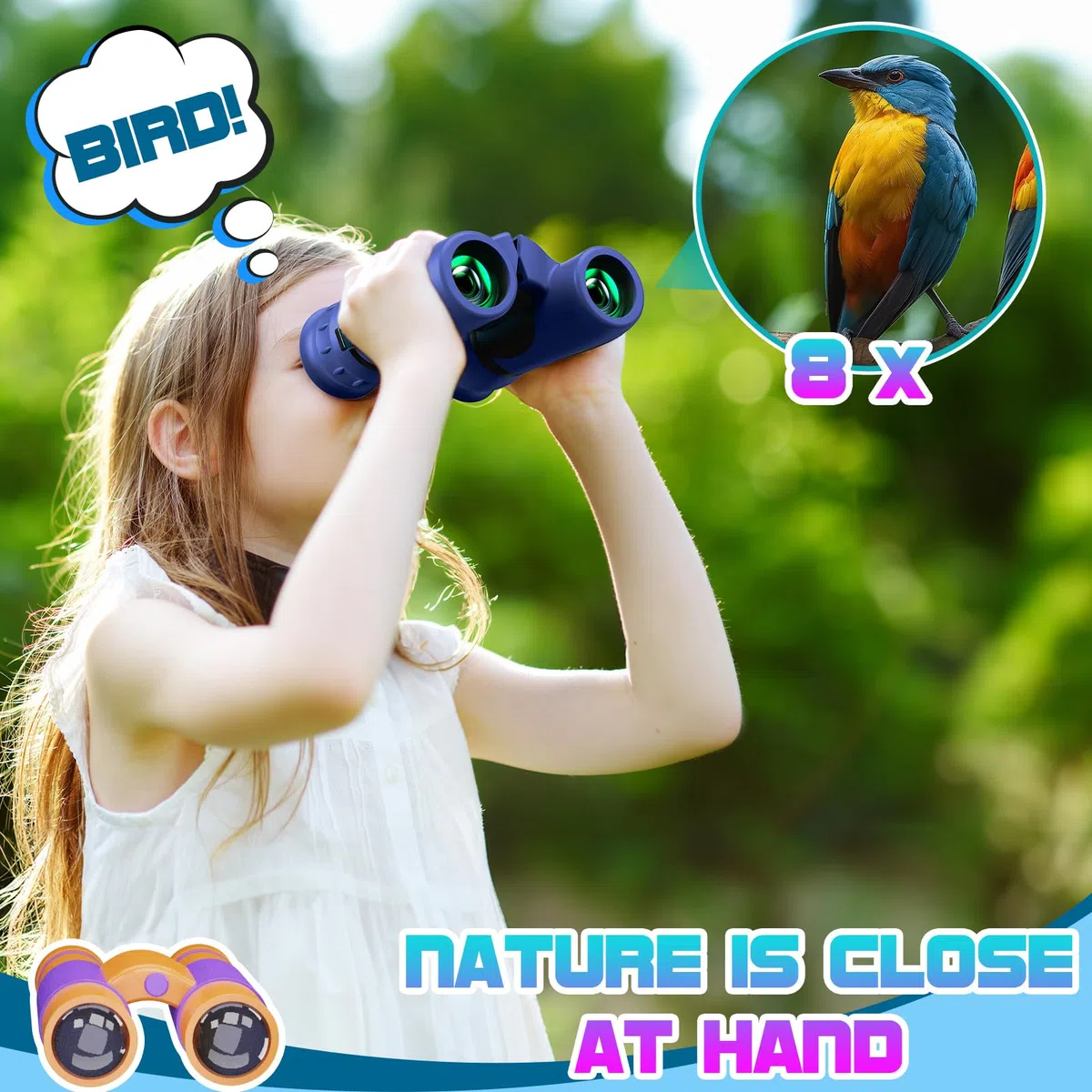 DejaNard Binocolo per Bambini 3-13 Anni, Giocattolo da Esterno, Cannocchiale, Regalo per Bambini 3-12 Anni