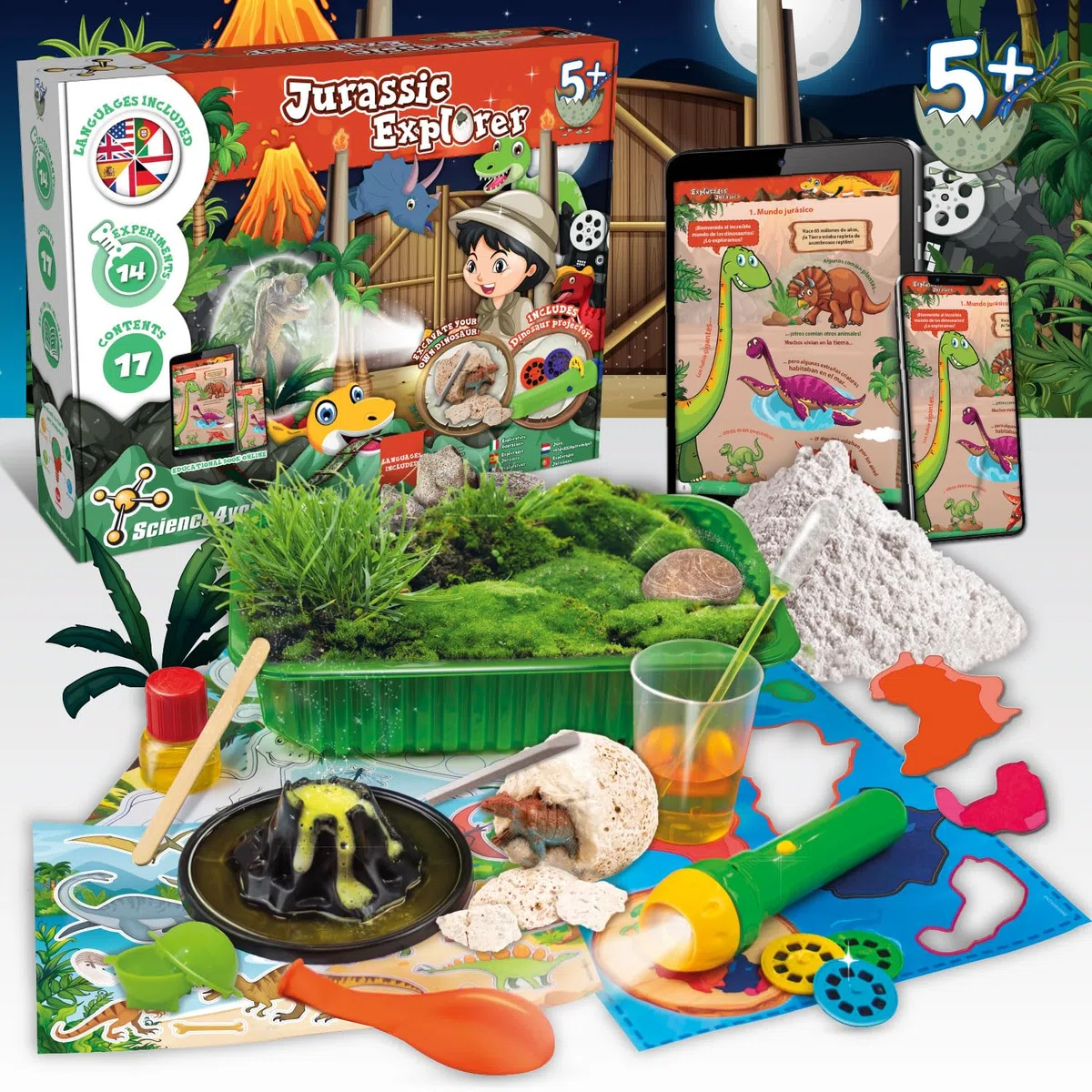 Science4you Esploratore Giurassico - Giochi di Dinosauri per bambini, Giocattolo Jurassic con 24 Esperienze, Regalo per Bambino e Bambina 4 5 6+ Anni