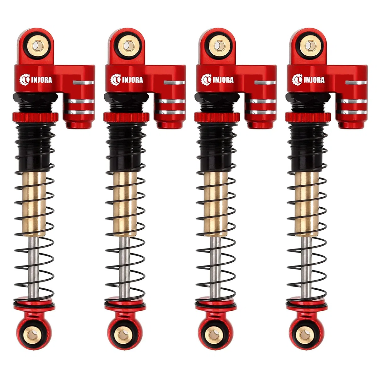 INJORA RC Ammortizzatore 43mm Filettato Tele Shocks Riempito d'olio Damper per 1/24 RC Crawler Axial SCX24 Deadbolt Bronco Gladiator Upgrade (Rosso,4pcs)
