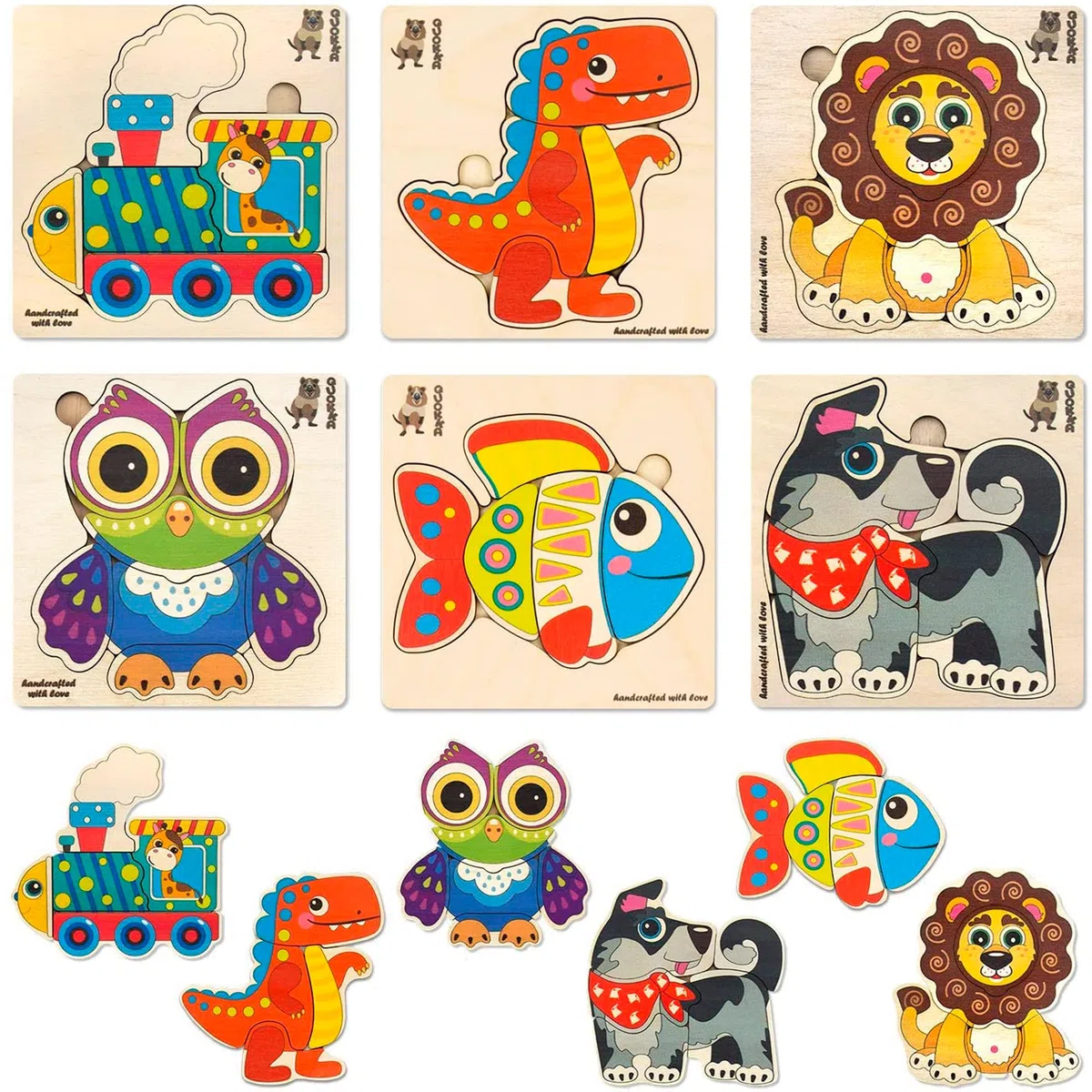 QUOKKA Puzzle Legno Bambini 2 3 4 Anni – 6 Giocattoli Puzzle Montessori 18 Mesi – Animali Gioco Bambino 1 Anno – Giocattolo Educativo Regalo per Bambini e Bambine