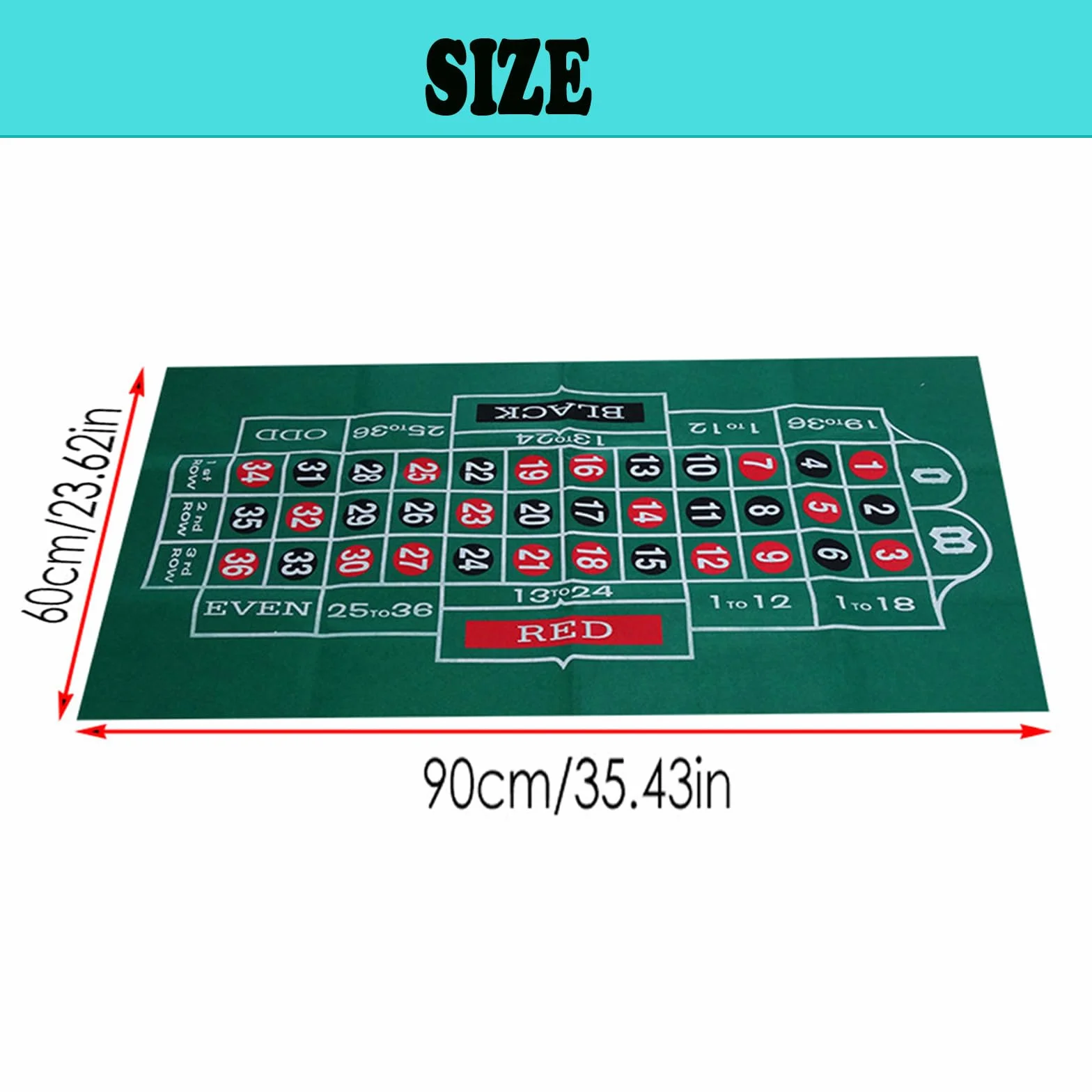 Tappetino da poker per tavolo da poker, motivo poker, double face, in feltro, 60 x 90 cm (A)
